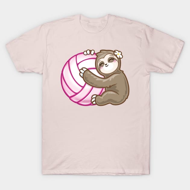 Kawaii Sloth pink girls Volleyball T-Shirt by PnJ